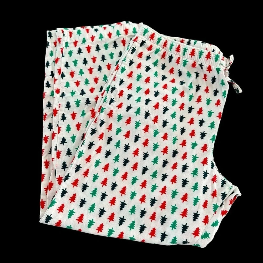 Gap Women’s XL Red Green Tree Wide Leg Flannel Pants Lounge Pajamas PJs Holiday